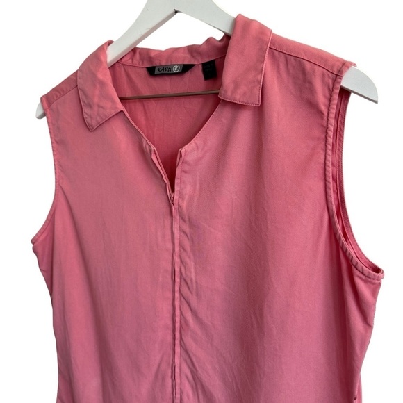 Kavu Pink Zipper Front Collared Sleeveless Top, Tencel Lyocell, Size L - Picture 2 of 7